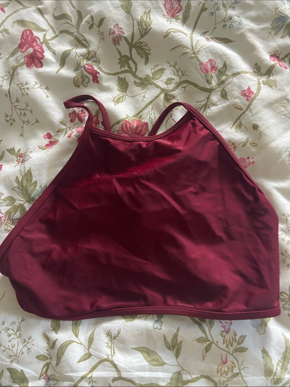 aerie Wine Red High Neck Swim Top